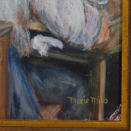 648 - Marie Milo, the art class, oil on board, signed and dated 1947, 30cm x 40cm, framed