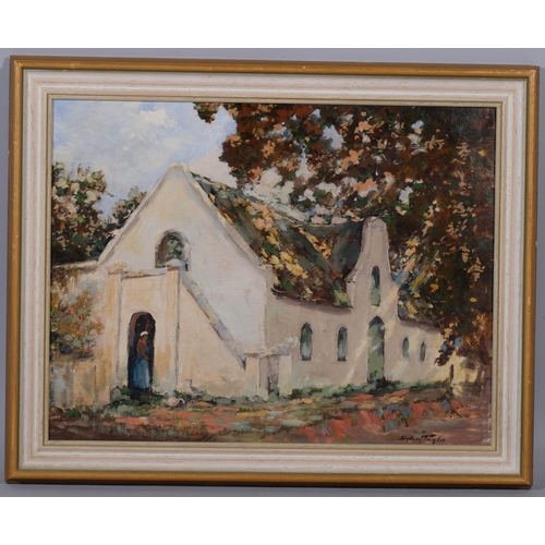 649 - Sydney Taylor (South African, 1870 - 1952), white washed buildings, oil on board, signed, 35cm x 46c... 