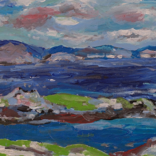 652 - Storm brewing Iona, contemporary oil on board, unsigned, 51cm x 41cm, framed