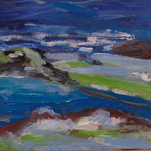 652 - Storm brewing Iona, contemporary oil on board, unsigned, 51cm x 41cm, framed