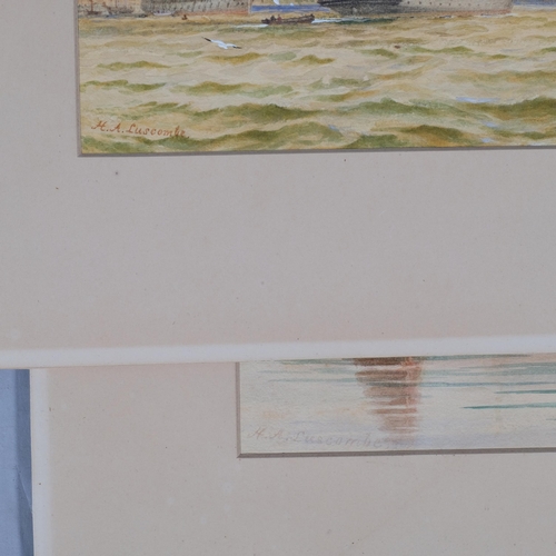 654 - Henry A Luscombe (born 1820), warships in harbour, pair of watercolours, both signed, 20cm x 30cm, f... 