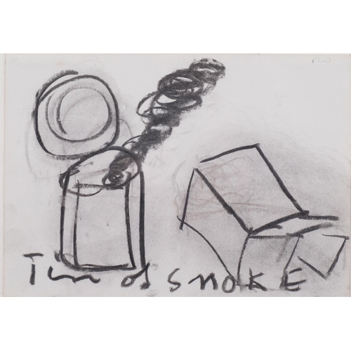 659 - Roy Oxlade (1929 - 2014), pair of sketches, tin of smoke 2004, and museum 2006, charcoal on paper, 2... 