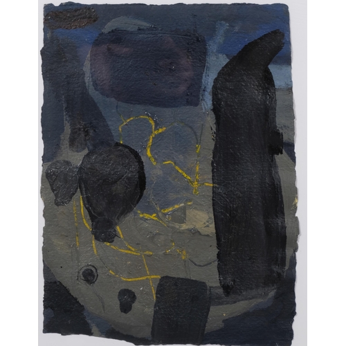 660 - William Brennen, pair of abstract composition, mixed media oil/gouache on paper, inscribed verso Roy... 