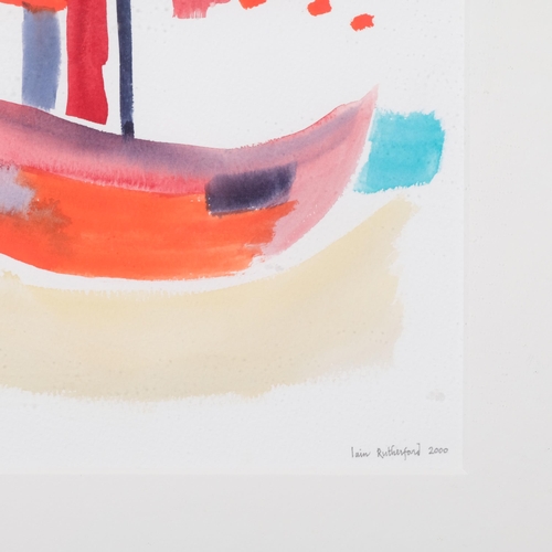 663 - Iain Rutherford (born 1953), boat is St Ives harbour Cornwall, watercolour, signed and dated 2000, i... 