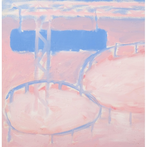 665 - Iain Rutherford (born 1953), crane and paddocks, 1986, gouache on paper, signed on the mount, 49cm x... 