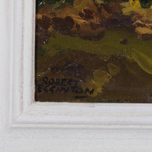 541 - Robert Egginton (Irish, born 1843), riverside landscape, oil on canvas board, signed, 36cm x 74cm, f... 