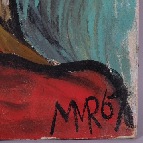 561 - Study of hands, mid-20th century oil on canvas, signed with monogram MMR '67, 61cm x 51cm, unframed