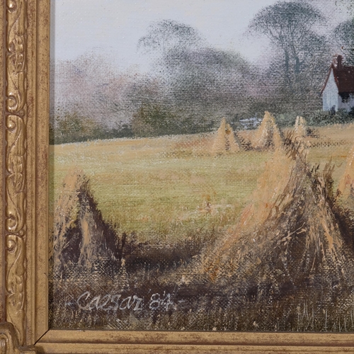 570 - John Caesar Smith (1930  - 2021), harvest time, oil on canvas, signed and dated '84, 30cm x 40cm, fr... 