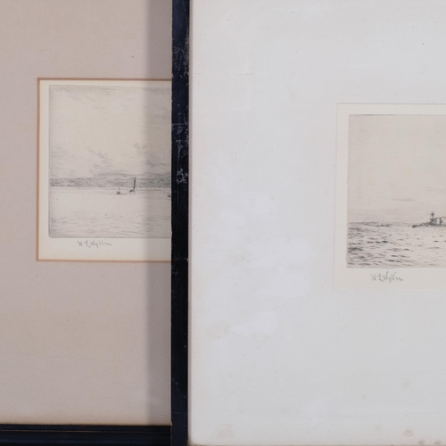 612 - William Lionel Wyllie (1851 - 1931), pair of shipping scenes, Navy convoy and Ryde, drypoint etching... 