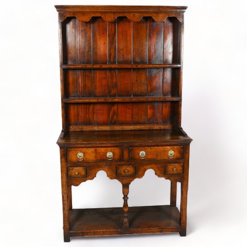 2149 - A Titchmarsh and Goodwin small oak dresser, with 2 large and 3 small drawers in base, height 158cm, ... 