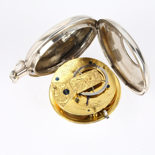 1047 - LOCAL EAST SUSSEX INTEREST - an early 19th century silver key-wind half hunter verge pocket watch, b... 