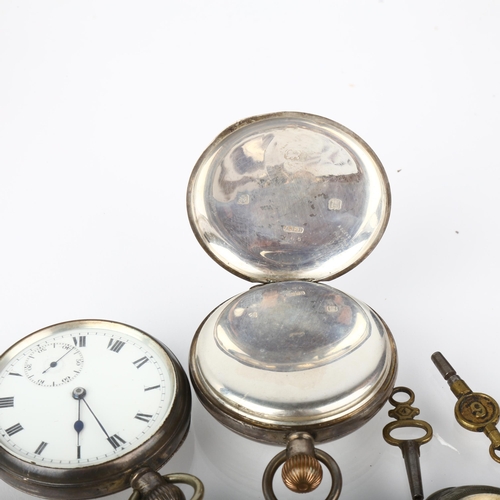 1060 - 4 silver open-face pocket watches, including example by Camerer Kuss & Co, 3 currently working (4)