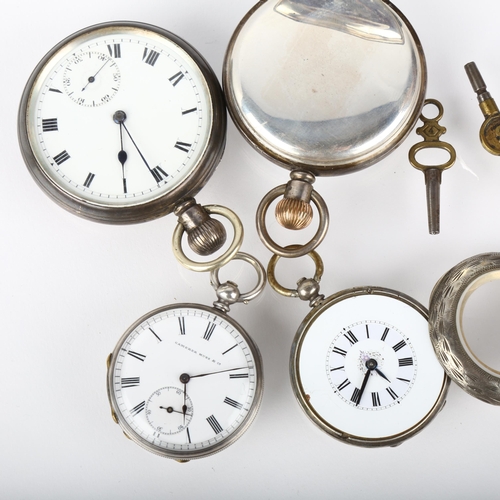 1060 - 4 silver open-face pocket watches, including example by Camerer Kuss & Co, 3 currently working (4)