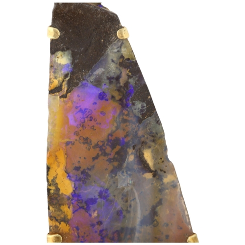 1107 - A large boulder opal drop pendant, unmarked Continental gold frame, 60.8mm, 19.1g