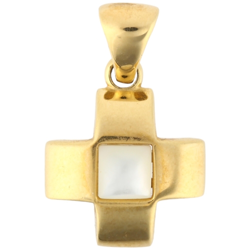 1109 - ATTRIBUTED TO POMELLATO - an Italian 18ct gold moonstone 'Iconica' cross pendant, unsigned, 24.7mm, ... 