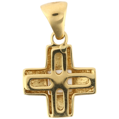 1109 - ATTRIBUTED TO POMELLATO - an Italian 18ct gold moonstone 'Iconica' cross pendant, unsigned, 24.7mm, ... 