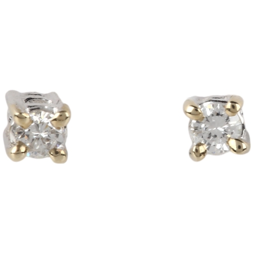 1118 - A pair of 18ct white gold 0.06ct solitaire diamond earrings, each claw set with 0.03ct modern round ... 