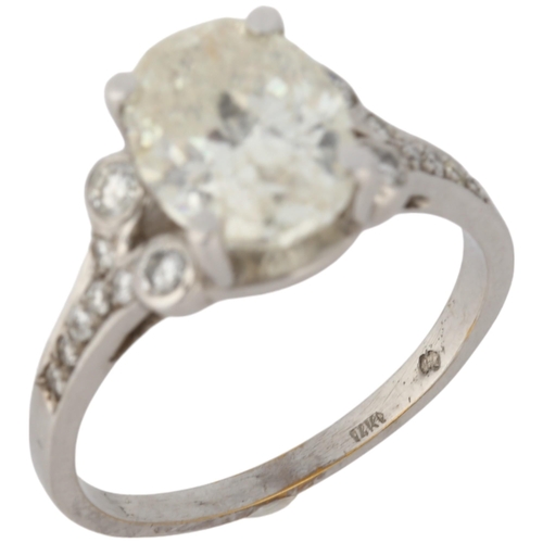 1155 - An impressive 14ct white gold fracture filled and laser drilled 4.35ct solitaire diamond ring, the c... 