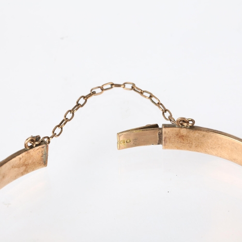 1171 - An early 20th century 9ct rose gold belt buckle hinged bangle, indistinct maker, Birmingham 1904, ba... 