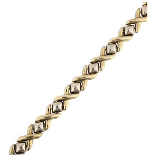 1177 - A late 20th century 9ct gold XO link chain bracelet, maker PM, import London 1995, band width 7.6mm,... 