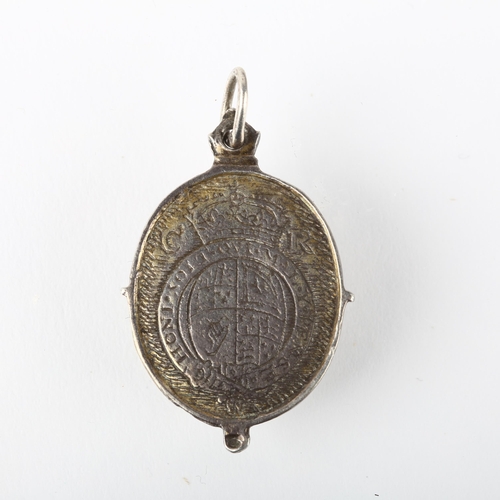 1186 - A Charles II (r.1660-1685), Royalist badge pendant, by Thomas Rawlins, crowned bust right, carolvs s... 