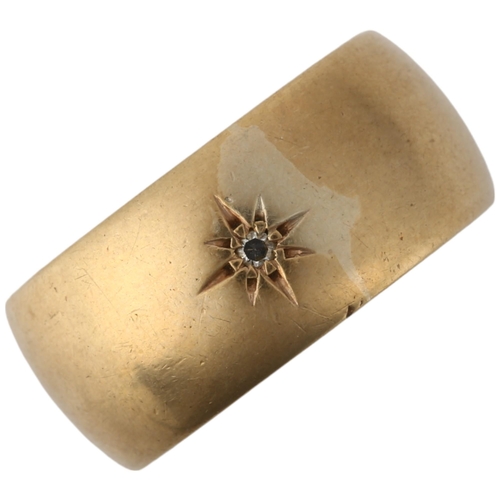 1193 - A late 20th century 9ct gold solitaire diamond band ring, maker CG&S, Birmingham 1971, band width, 9... 