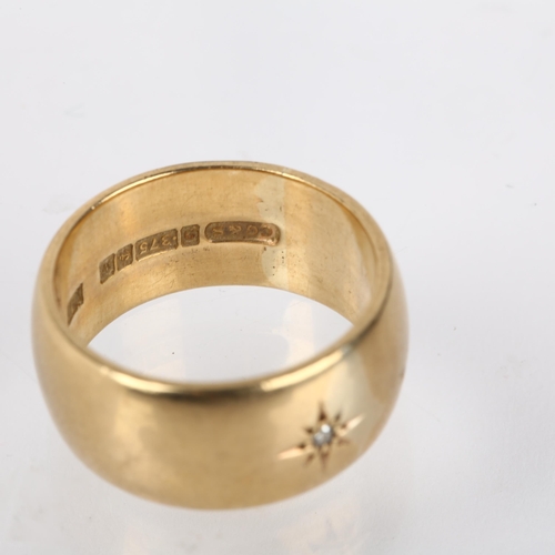 1193 - A late 20th century 9ct gold solitaire diamond band ring, maker CG&S, Birmingham 1971, band width, 9... 