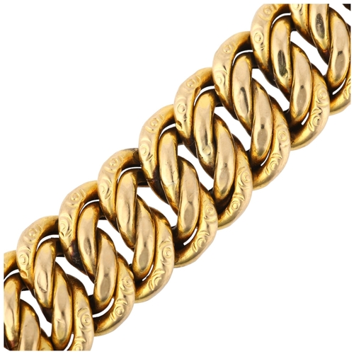 1194 - A late 20th century 9ct gold hollow double curb link chain bracelet, by Unoaerre, import London 1991... 