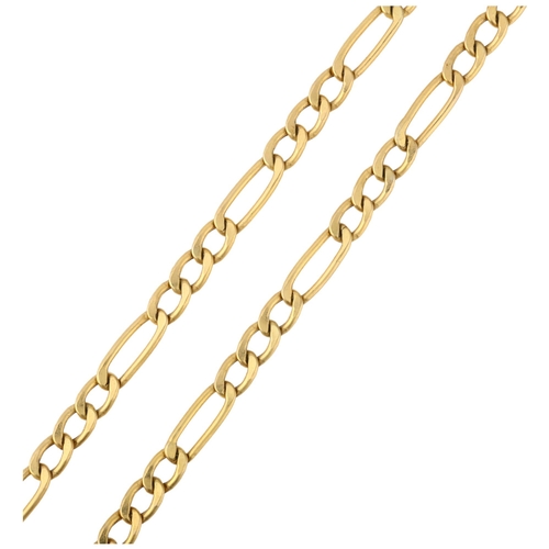 1218 - A 9ct gold hollow figaro link chain necklace, 44cm, 3.9g