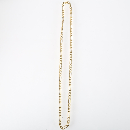 1218 - A 9ct gold hollow figaro link chain necklace, 44cm, 3.9g