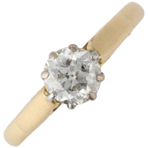 1228 - An 18ct gold 0.4ct solitaire diamond ring, maker GRB, London 1987, claw set with round brilliant-cut... 