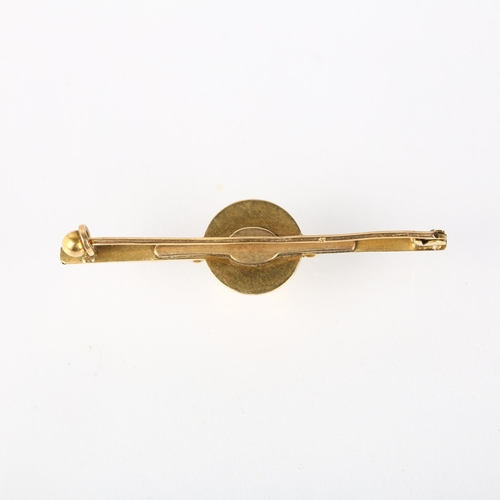 1258 - A Continental split pearl cherub bar brooch, apparently unmarked, 40.7mm, 1.4g