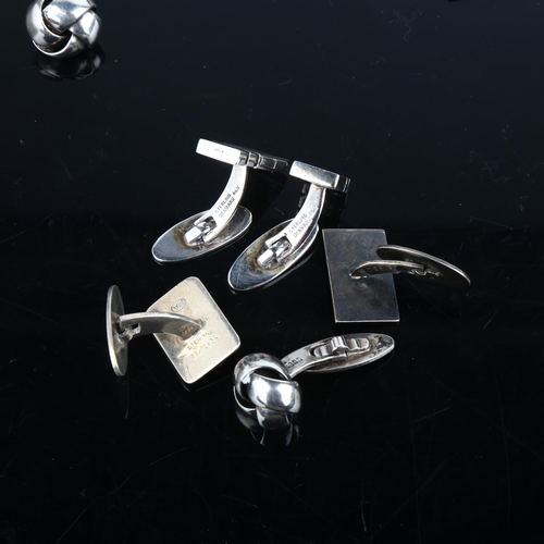 1392 - 4 pairs of Danish sterling silver cufflinks, makers include Aarre & Krogh, 52g total (4 pairs)