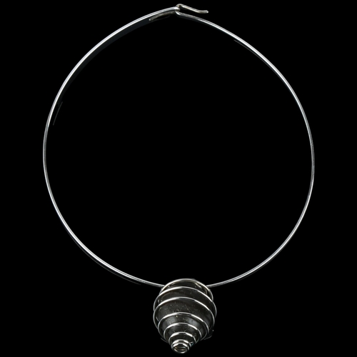 1396 - BENT KNUDSEN - a Danish modernist sterling silver and stone torque pendant necklace, pendant 36.4mm,... 