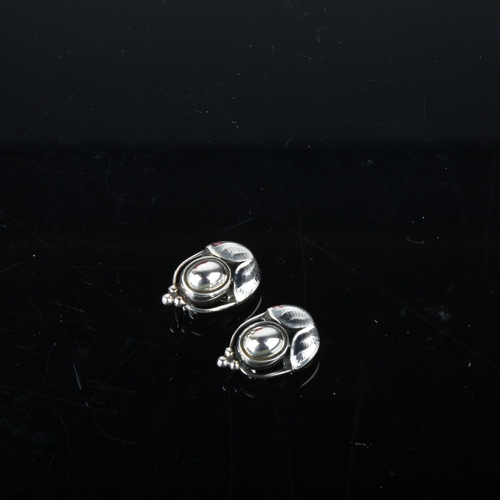 1412 - GEORG JENSEN - a pair of Danish sterling silver clip-on Earrings of the Year 2003, in Art Deco style... 