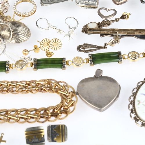 1424 - Various silver jewellery, including Viking ship brooch, bangle, bracelets etc