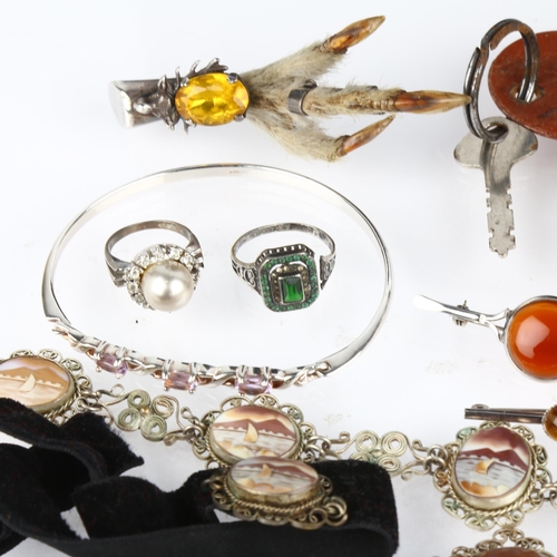 1426 - Various jewellery, including silver bangle, Vesuvius cameo demi-parure, tortoiseshell dressing table... 