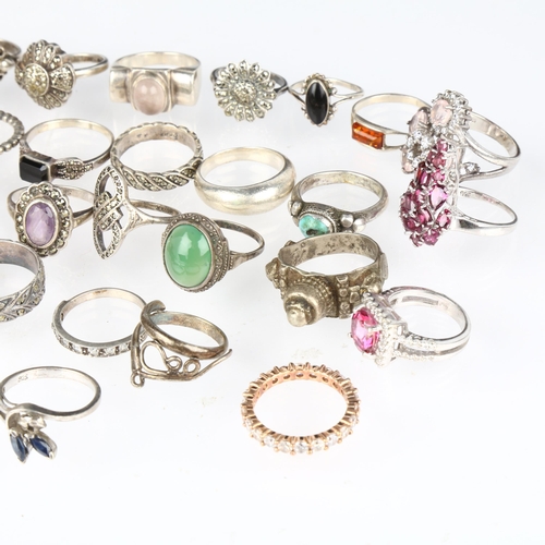 1428 - A quantity of silver stone set rings