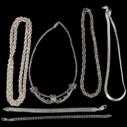 1429 - Various silver jewellery, including chain necklace, bracelet etc