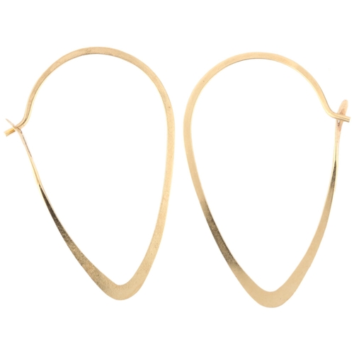 1273 - A pair of 14ct gold hoop earrings, 31.7mm, 1g