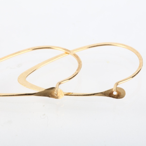 1273 - A pair of 14ct gold hoop earrings, 31.7mm, 1g