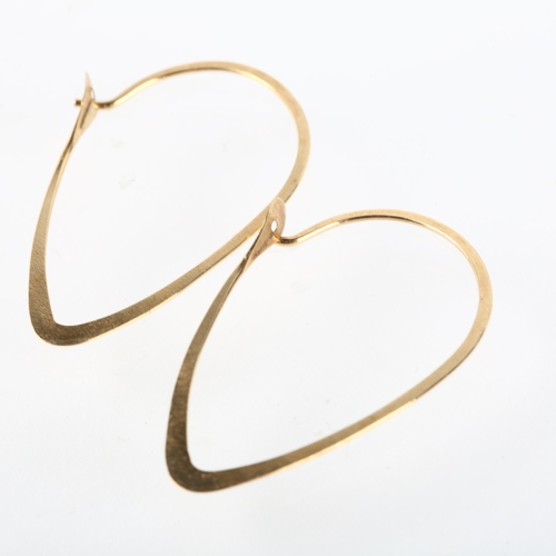 1273 - A pair of 14ct gold hoop earrings, 31.7mm, 1g