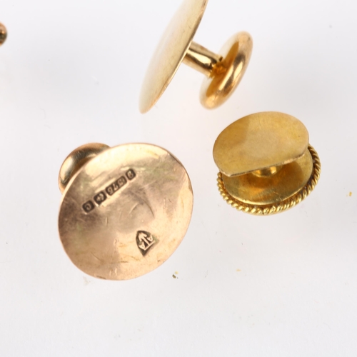 1310 - Various gold jewellery, including dress studs, stickpin etc, 6.7g gross