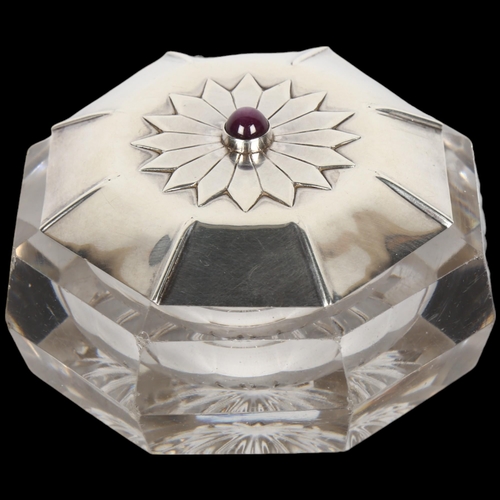 1452 - An Arts and Crafts style silver-mounted glass and star ruby box, Josephine Mary Carter, London 1995,... 