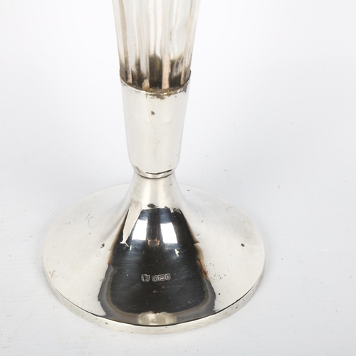 1454 - A large late Victorian silver-mounted glass trumpet vase, indistinct maker, Sheffield 1900, hob nail... 