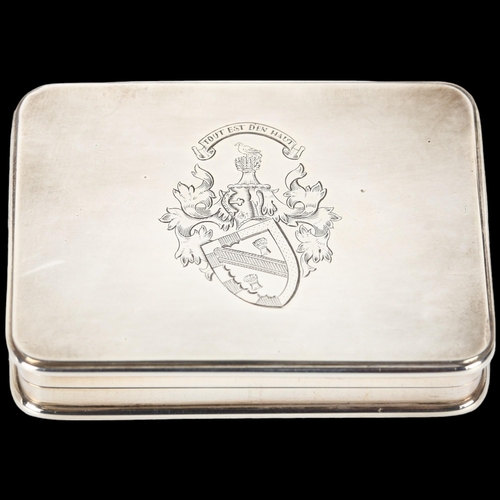 1459 - A good quality Elizabeth II Scottish silver double stamp box, Arthur Angell, Glasgow 1954, rounded r... 