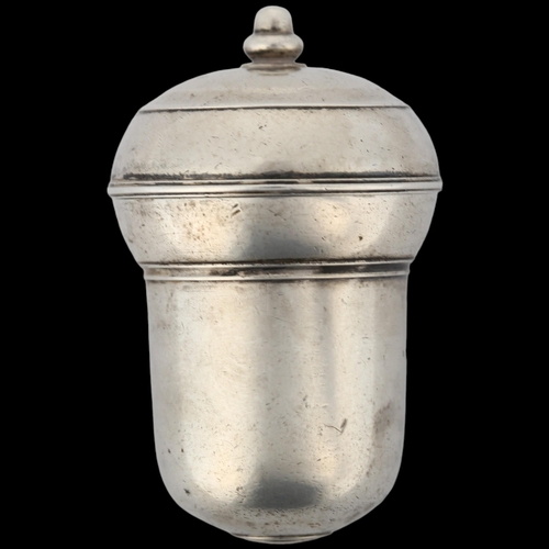 1463 - A fine George II silver 'Acorn' nutmeg grater, possibly by David Field, London circa 1750, with scre... 