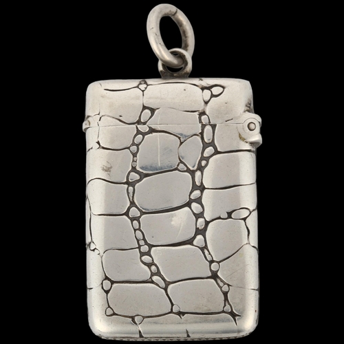 1474 - A late Victorian silver 'crocodile skin' Vesta case, George Unite, Birmingham 1899, 4cm x 3cm