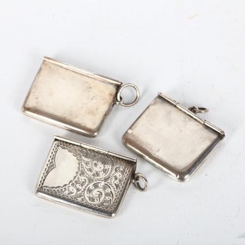 1475 - 3 early 20th century silver envelope stamp cases, including 'stamps' example, by Crisford & Norris L... 