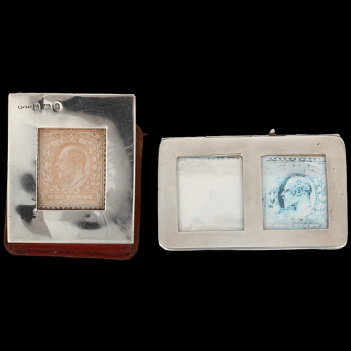 1476 - 2 silver stamp boxes, comprising single (Birmingham 1903), and double (Birmingham 2001) (2)